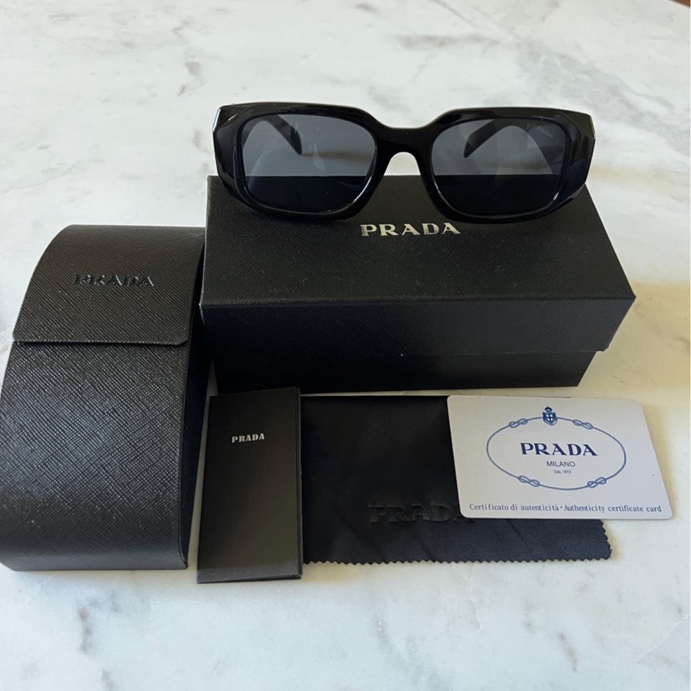 Black Rectangular Sunglasses with Dark Lenses